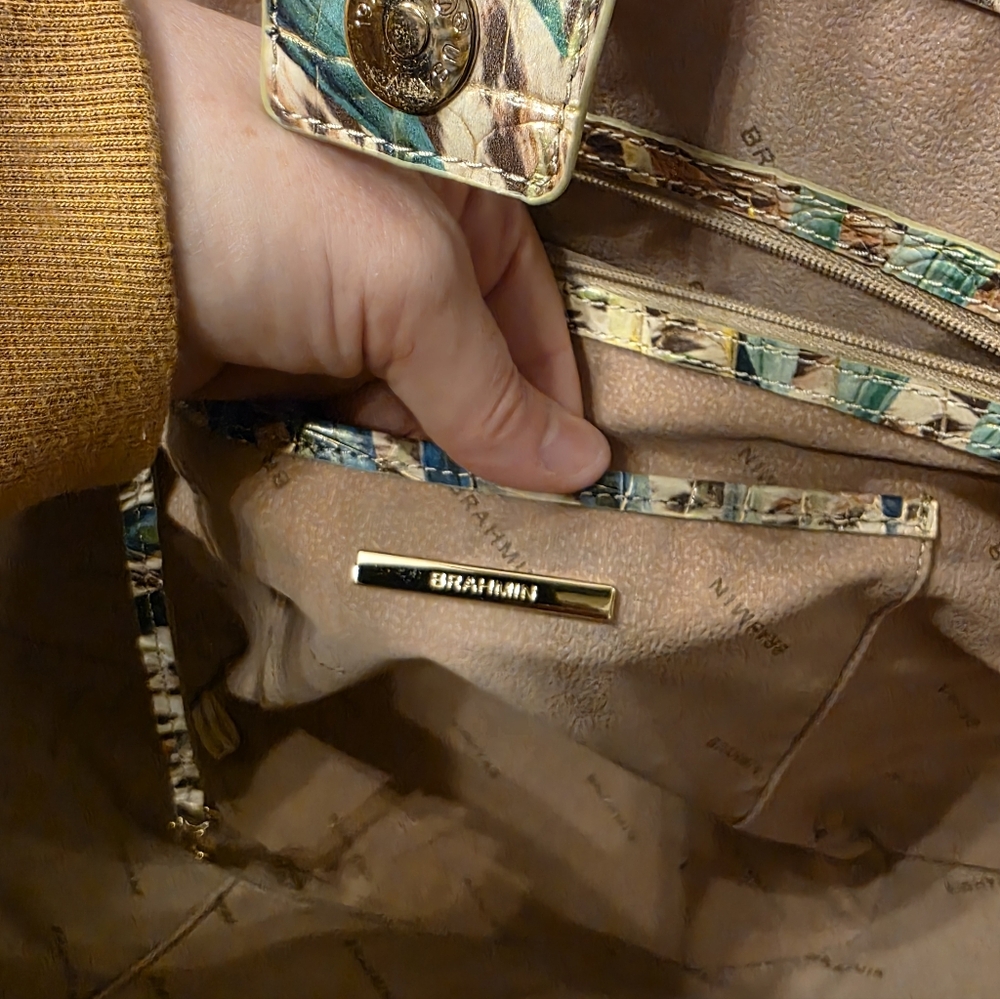 Brahmin Mira Botanica Croc-embossed Leather Market Tote Multi $365 - Picture 10 of 14